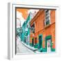 ¡Viva Mexico! Square Collection - Orange & Turquoise Facades of Guanajuato-Philippe Hugonnard-Framed Photographic Print