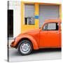 ¡Viva Mexico! Square Collection - Orange VW Beetle and Light Orange Facade-Philippe Hugonnard-Stretched Canvas