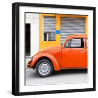 ¡Viva Mexico! Square Collection - Orange VW Beetle and Light Orange Facade-Philippe Hugonnard-Framed Photographic Print