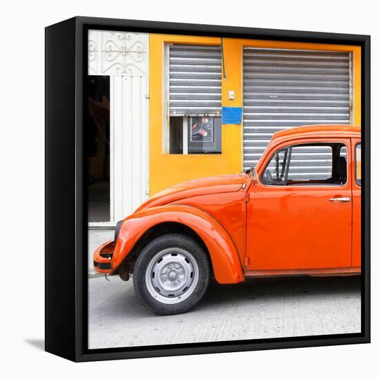 ¡Viva Mexico! Square Collection - Orange VW Beetle and Light Orange Facade-Philippe Hugonnard-Framed Stretched Canvas