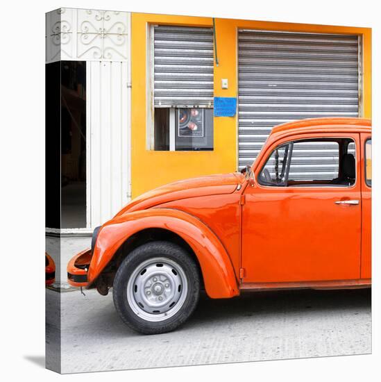 ¡Viva Mexico! Square Collection - Orange VW Beetle and Light Orange Facade-Philippe Hugonnard-Stretched Canvas