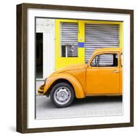 ¡Viva Mexico! Square Collection - Orange VW Beetle and Yellow Facade-Philippe Hugonnard-Framed Photographic Print