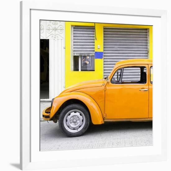 ¡Viva Mexico! Square Collection - Orange VW Beetle and Yellow Facade-Philippe Hugonnard-Framed Photographic Print