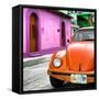 ¡Viva Mexico! Square Collection - Orange VW Beetle Car and Colorful House-Philippe Hugonnard-Framed Stretched Canvas