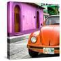 ¡Viva Mexico! Square Collection - Orange VW Beetle Car and Colorful House-Philippe Hugonnard-Stretched Canvas