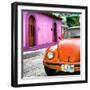 ¡Viva Mexico! Square Collection - Orange VW Beetle Car and Colorful House-Philippe Hugonnard-Framed Photographic Print