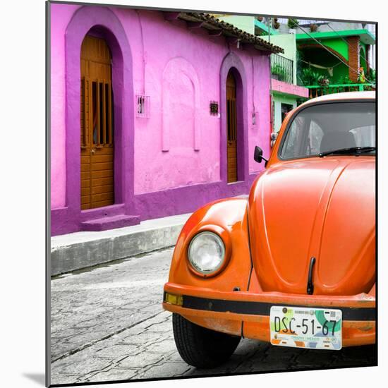 ¡Viva Mexico! Square Collection - Orange VW Beetle Car and Colorful House-Philippe Hugonnard-Mounted Photographic Print