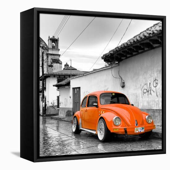 ¡Viva Mexico! Square Collection - Orange VW Beetle Car in San Cristobal de Las Casas-Philippe Hugonnard-Framed Stretched Canvas