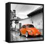 ¡Viva Mexico! Square Collection - Orange VW Beetle Car in San Cristobal de Las Casas-Philippe Hugonnard-Framed Stretched Canvas