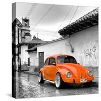 ¡Viva Mexico! Square Collection - Orange VW Beetle Car in San Cristobal de Las Casas-Philippe Hugonnard-Stretched Canvas