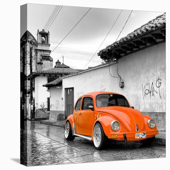 ¡Viva Mexico! Square Collection - Orange VW Beetle Car in San Cristobal de Las Casas-Philippe Hugonnard-Stretched Canvas