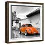 ¡Viva Mexico! Square Collection - Orange VW Beetle Car in San Cristobal de Las Casas-Philippe Hugonnard-Framed Photographic Print