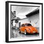 ¡Viva Mexico! Square Collection - Orange VW Beetle Car in San Cristobal de Las Casas-Philippe Hugonnard-Framed Photographic Print