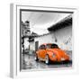 ¡Viva Mexico! Square Collection - Orange VW Beetle Car in San Cristobal de Las Casas-Philippe Hugonnard-Framed Photographic Print