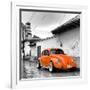 ¡Viva Mexico! Square Collection - Orange VW Beetle Car in San Cristobal de Las Casas-Philippe Hugonnard-Framed Photographic Print