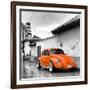 ¡Viva Mexico! Square Collection - Orange VW Beetle Car in San Cristobal de Las Casas-Philippe Hugonnard-Framed Photographic Print