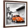 ¡Viva Mexico! Square Collection - Orange VW Beetle Car in San Cristobal de Las Casas-Philippe Hugonnard-Framed Photographic Print