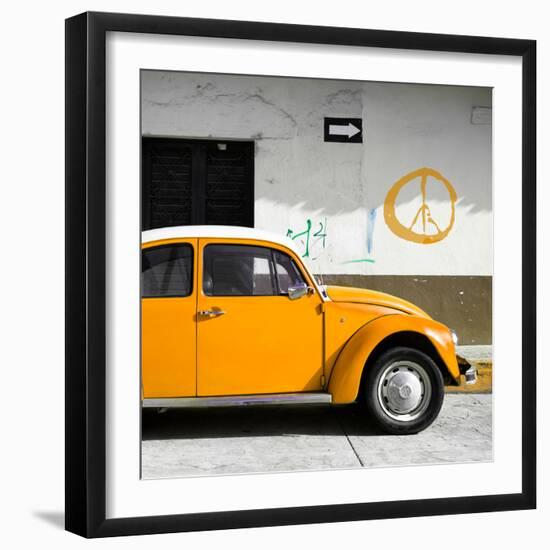 ?Viva Mexico! Square Collection - Orange VW Beetle Car & Peace Symbol-Philippe Hugonnard-Framed Photographic Print