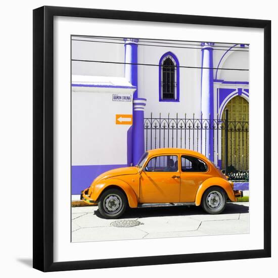 ¡Viva Mexico! Square Collection - Orange VW Beetle in San Cristobal-Philippe Hugonnard-Framed Photographic Print