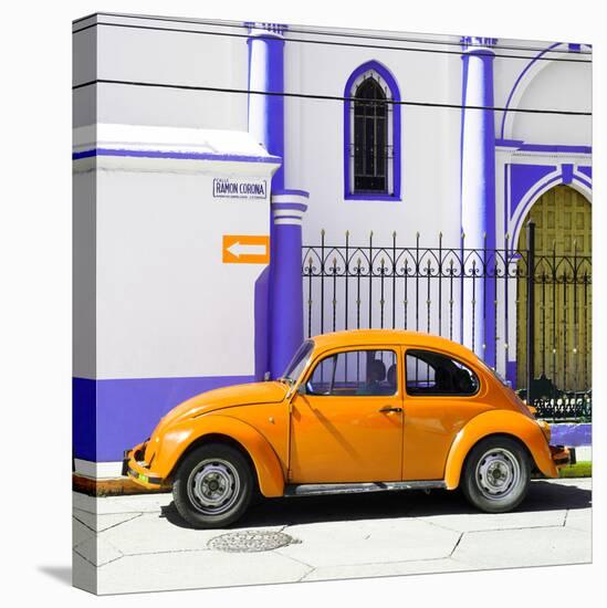¡Viva Mexico! Square Collection - Orange VW Beetle in San Cristobal-Philippe Hugonnard-Stretched Canvas