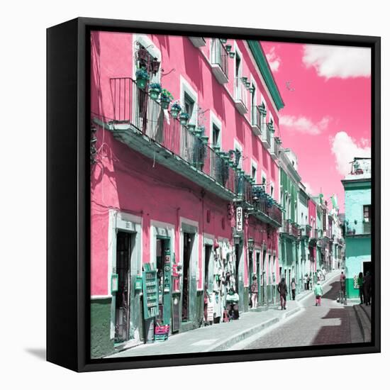 ¡Viva Mexico! Square Collection - Pink Street in Guanajuato-Philippe Hugonnard-Framed Stretched Canvas