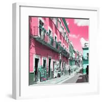 ¡Viva Mexico! Square Collection - Pink Street in Guanajuato-Philippe Hugonnard-Framed Photographic Print