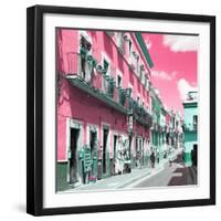 ¡Viva Mexico! Square Collection - Pink Street in Guanajuato-Philippe Hugonnard-Framed Photographic Print