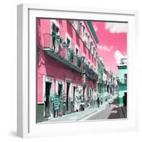 ¡Viva Mexico! Square Collection - Pink Street in Guanajuato-Philippe Hugonnard-Framed Photographic Print