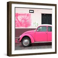 ¡Viva Mexico! Square Collection - Pink VW Beetle Car and American Graffiti-Philippe Hugonnard-Framed Photographic Print