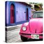 ¡Viva Mexico! Square Collection - Pink VW Beetle Car and Colorful House-Philippe Hugonnard-Stretched Canvas