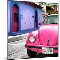 ¡Viva Mexico! Square Collection - Pink VW Beetle Car and Colorful House-Philippe Hugonnard-Mounted Photographic Print