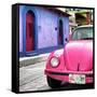 ¡Viva Mexico! Square Collection - Pink VW Beetle Car and Colorful House-Philippe Hugonnard-Framed Stretched Canvas