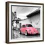 ¡Viva Mexico! Square Collection - Pink VW Beetle Car in San Cristobal de Las Casas-Philippe Hugonnard-Framed Photographic Print