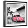 ¡Viva Mexico! Square Collection - Pink VW Beetle Car in San Cristobal de Las Casas-Philippe Hugonnard-Framed Photographic Print