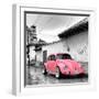 ¡Viva Mexico! Square Collection - Pink VW Beetle Car in San Cristobal de Las Casas-Philippe Hugonnard-Framed Photographic Print