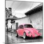 ¡Viva Mexico! Square Collection - Pink VW Beetle Car in San Cristobal de Las Casas-Philippe Hugonnard-Mounted Photographic Print