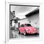 ¡Viva Mexico! Square Collection - Pink VW Beetle Car in San Cristobal de Las Casas-Philippe Hugonnard-Framed Photographic Print