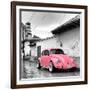 ¡Viva Mexico! Square Collection - Pink VW Beetle Car in San Cristobal de Las Casas-Philippe Hugonnard-Framed Photographic Print
