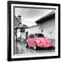 ¡Viva Mexico! Square Collection - Pink VW Beetle Car in San Cristobal de Las Casas-Philippe Hugonnard-Framed Photographic Print
