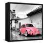 ¡Viva Mexico! Square Collection - Pink VW Beetle Car in San Cristobal de Las Casas-Philippe Hugonnard-Framed Stretched Canvas