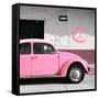 ¡Viva Mexico! Square Collection - Pink VW Beetle Car & Peace Symbol-Philippe Hugonnard-Framed Stretched Canvas