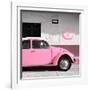 ¡Viva Mexico! Square Collection - Pink VW Beetle Car & Peace Symbol-Philippe Hugonnard-Framed Photographic Print