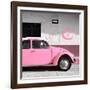 ¡Viva Mexico! Square Collection - Pink VW Beetle Car & Peace Symbol-Philippe Hugonnard-Framed Photographic Print