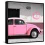 ¡Viva Mexico! Square Collection - Pink VW Beetle Car & Peace Symbol-Philippe Hugonnard-Framed Stretched Canvas