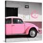 ¡Viva Mexico! Square Collection - Pink VW Beetle Car & Peace Symbol-Philippe Hugonnard-Stretched Canvas