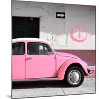 ¡Viva Mexico! Square Collection - Pink VW Beetle Car & Peace Symbol-Philippe Hugonnard-Mounted Photographic Print
