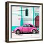 ¡Viva Mexico! Square Collection - Pink VW Beetle in San Cristobal-Philippe Hugonnard-Framed Photographic Print