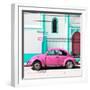 ¡Viva Mexico! Square Collection - Pink VW Beetle in San Cristobal-Philippe Hugonnard-Framed Photographic Print