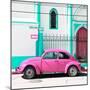 ¡Viva Mexico! Square Collection - Pink VW Beetle in San Cristobal-Philippe Hugonnard-Mounted Photographic Print