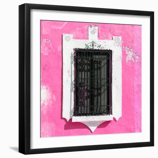 ¡Viva Mexico! Square Collection - Pink Wall & Black Window-Philippe Hugonnard-Framed Photographic Print